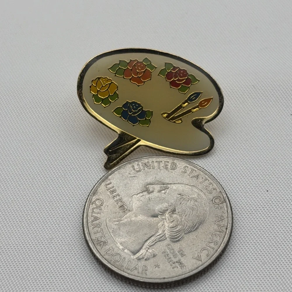 Vintage 89 Artist Painter Palette Flowers As Paints Paintbrush Art Lapel Hat Pin